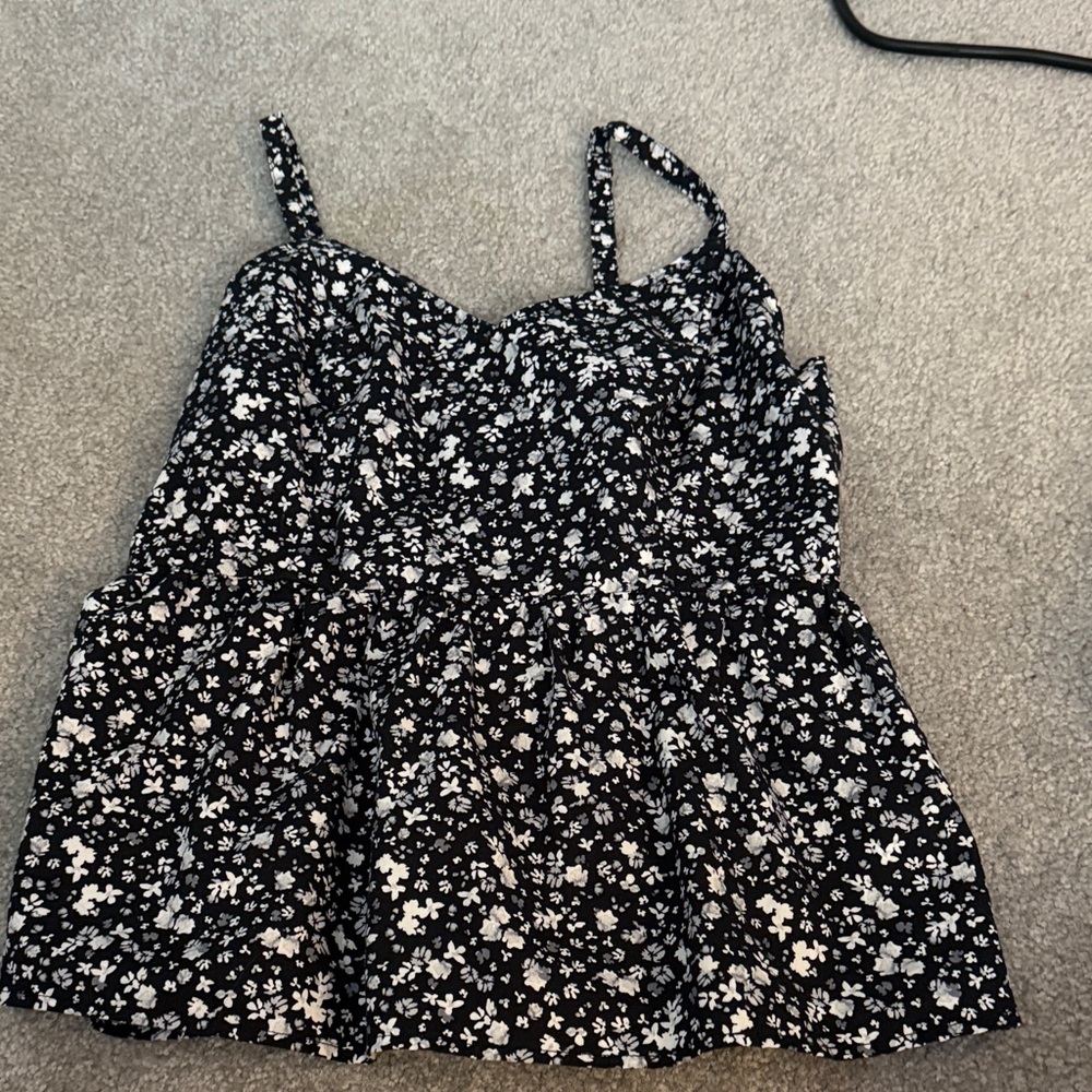 Old Navy Black and White Floral Camisole